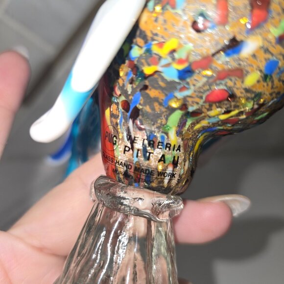 Handmade Murano Glass Rooster Figurine 7.5" Multicolor Art Piece By PMG Vetreria - Picture 8 of 15